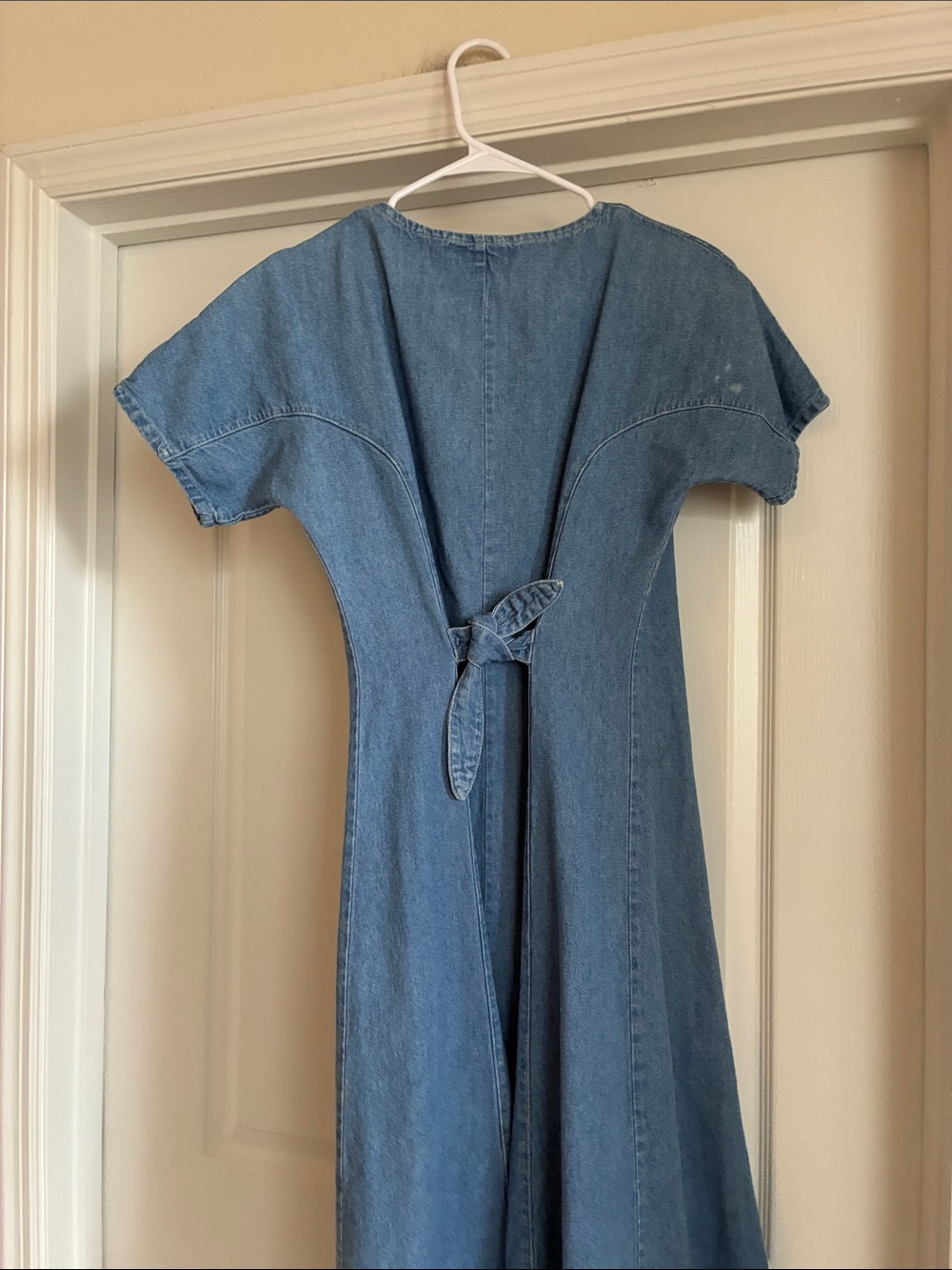 Vintage Fads Blue Denim Maxi Dress Size 8 Button Front Cottagecore Boho Y2K 90s - Picture 7 of 9